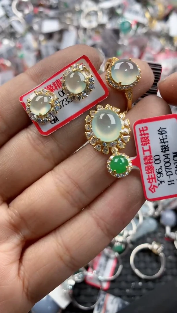 银S925镶嵌戒指翡翠13                8