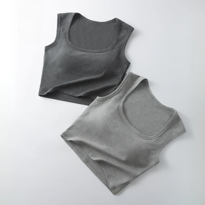 【显瘦+不透杯】吊带背心女装方领修身短款辣妹性感内搭外穿上衣