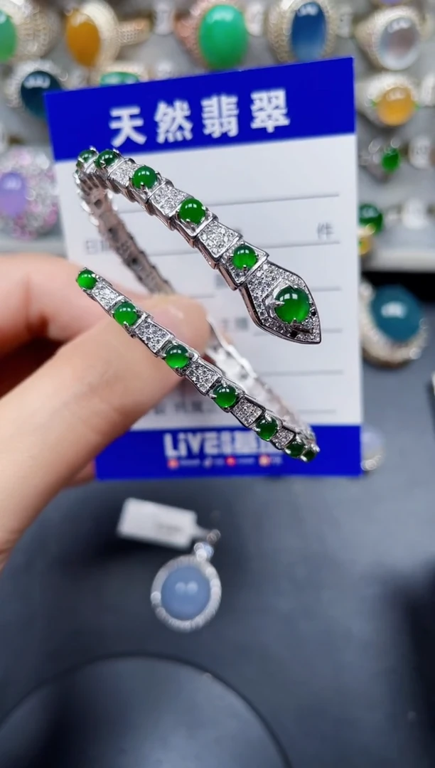 银S925镶嵌手镯翡翠97