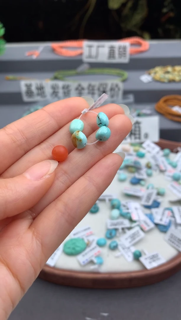 未镶嵌单珠四颗南红玛瑙茜.C99