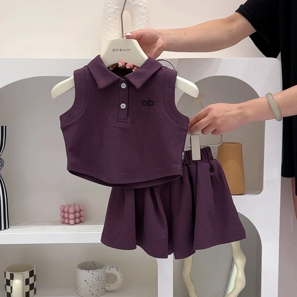 新款！ 圆子家女童装时髦洋气甜酷套装韩版儿童薄款POLO翻领套装