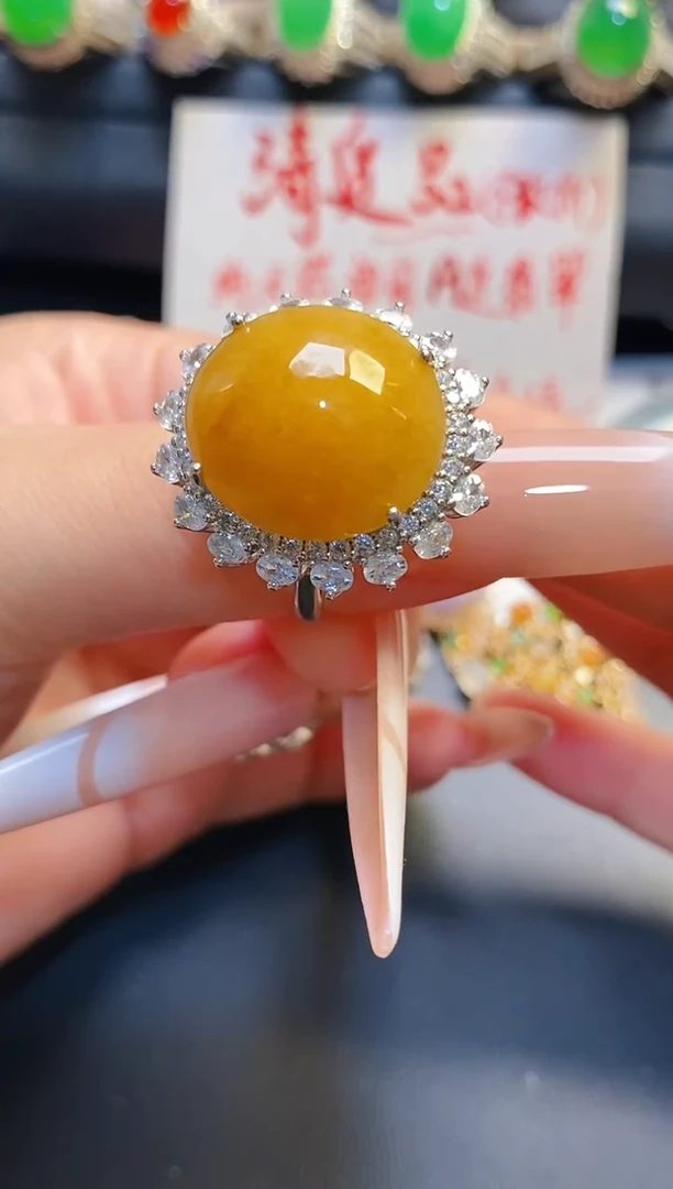 银S925镶嵌戒指翡翠天然