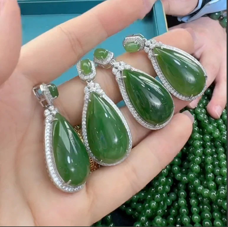 菲菲珠宝好*S925碧玉吊坠约47*20mm-多样性发一