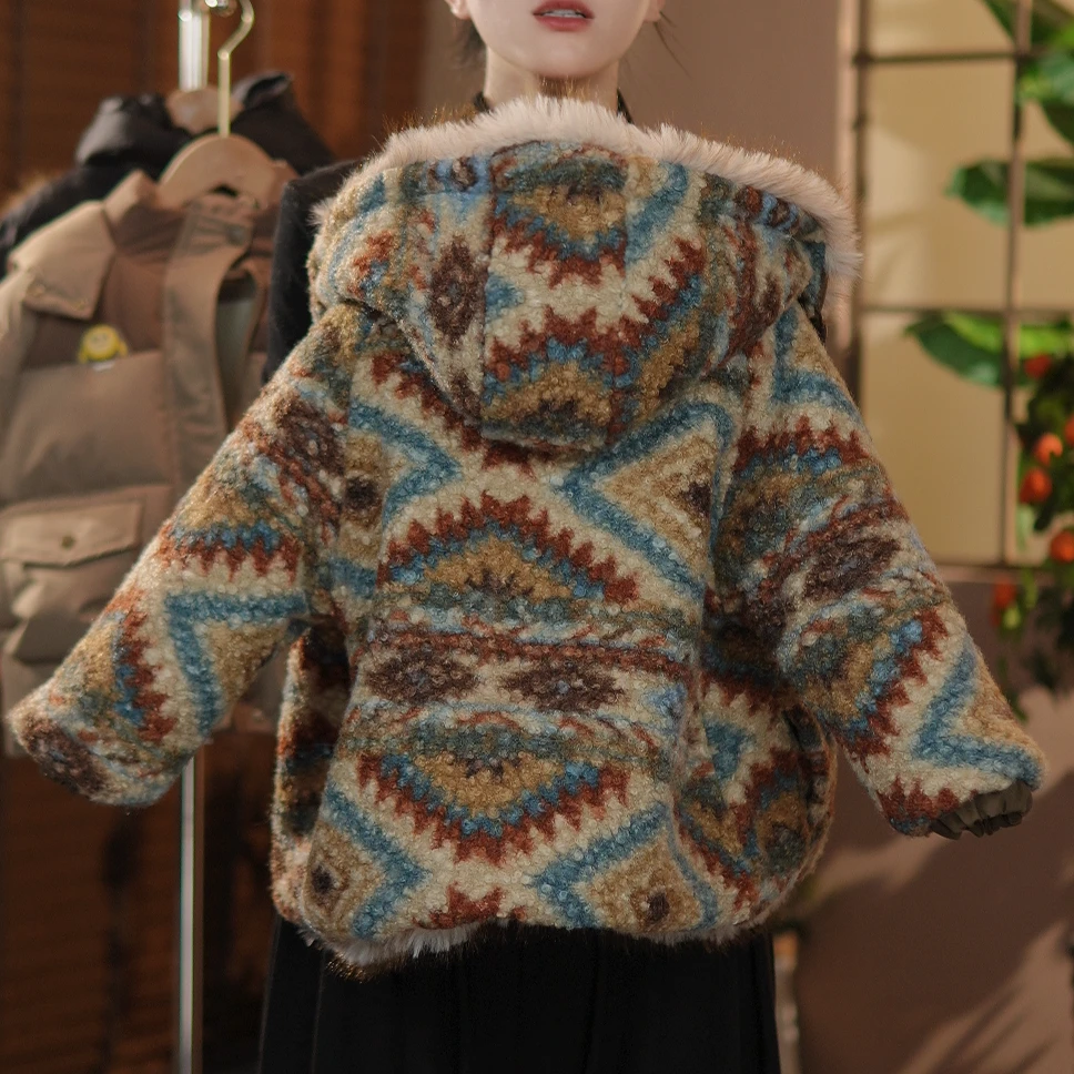 【两面穿】儿童男童中小童2025新款民族风加毛加厚毛毛衣棉服外套