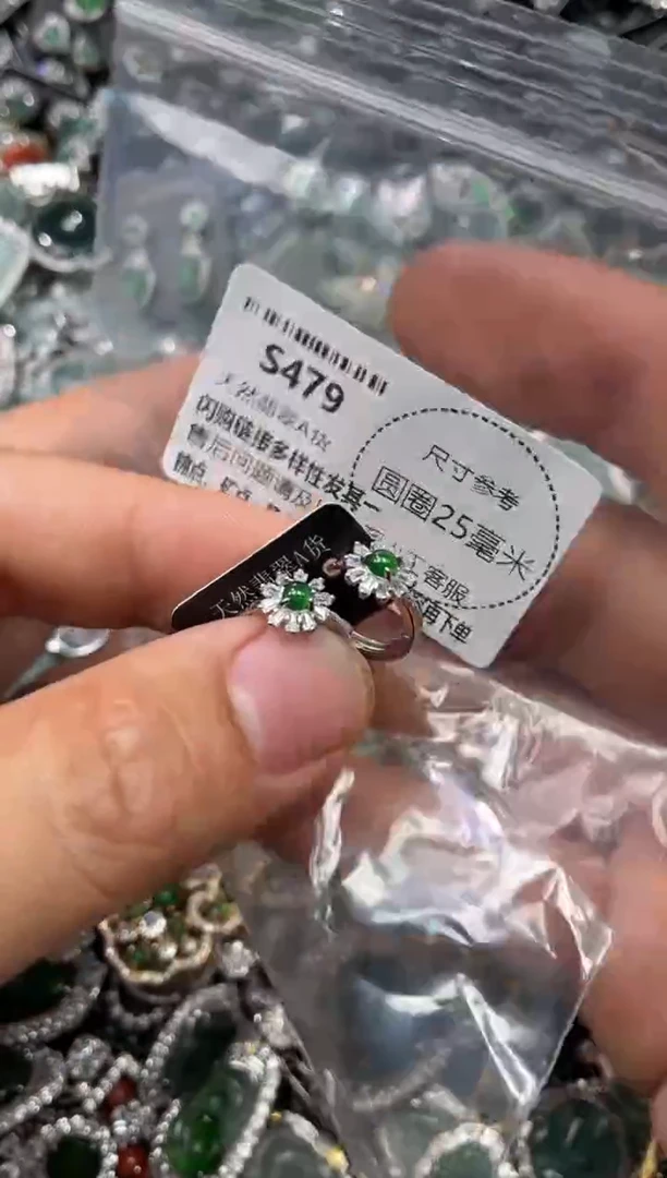 翡翠未镶嵌颈饰S479耳扣