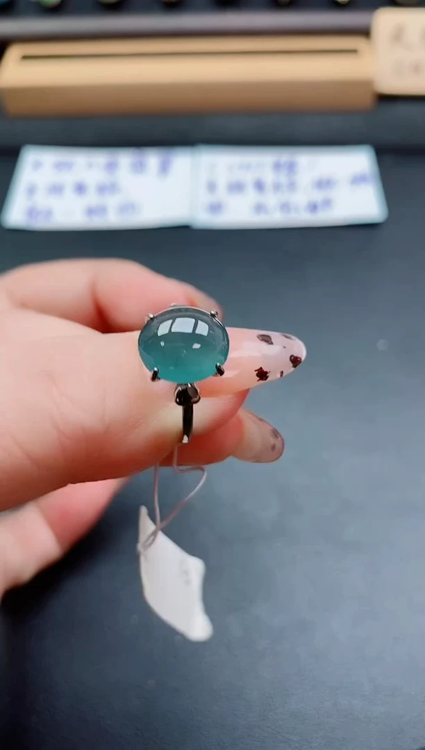 银S925镶嵌戒指翡翠1