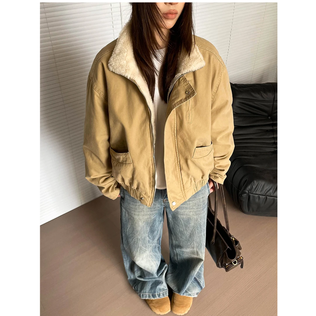 LIGGICC美式复古巴恩风cleanfit工装夹克男女宽松潮牌高级感棉衣