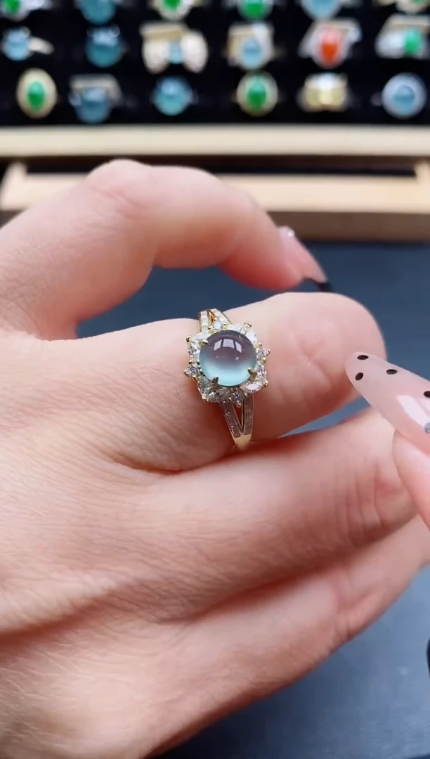 银S925镶嵌戒指翡翠1