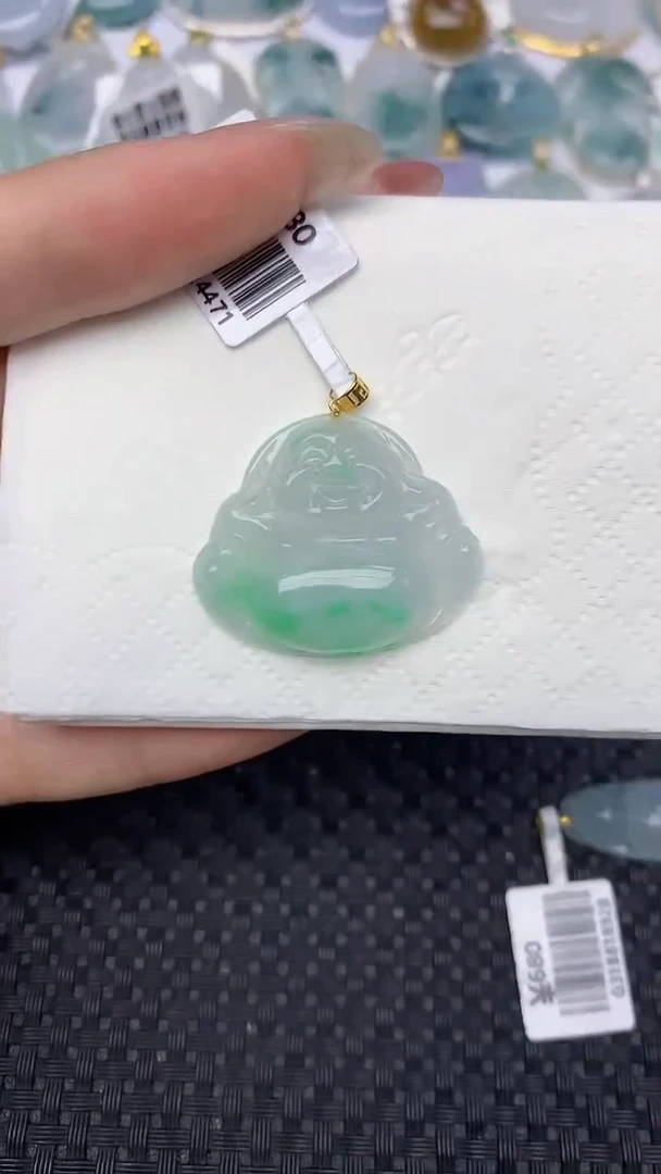翡翠18K金镶嵌颈饰天然翡翠a货