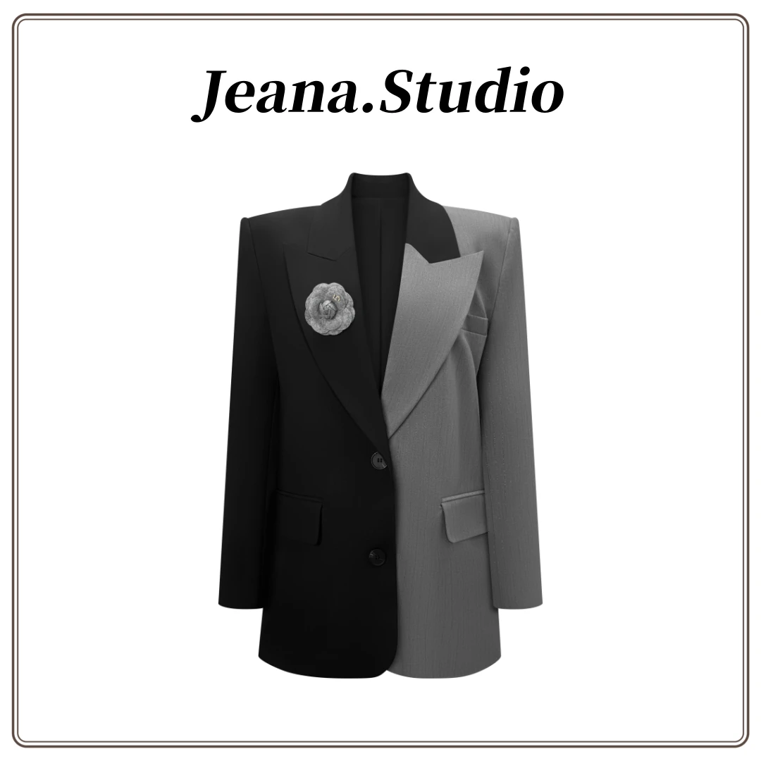 【Jeana.studio】高级定制轻奢时尚设计师款双色拼接西装西服