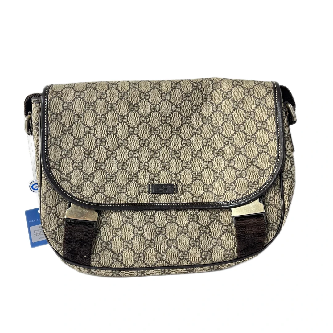 95新 GUCCI/古驰 双G老花PVC单肩斜挎包 2412G036