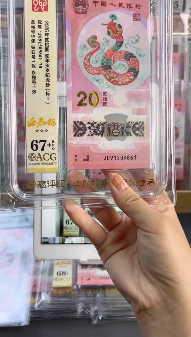 塑料蛇钞金马标十爱藏67+J091509861-70（可送PMG标十不含评级费）