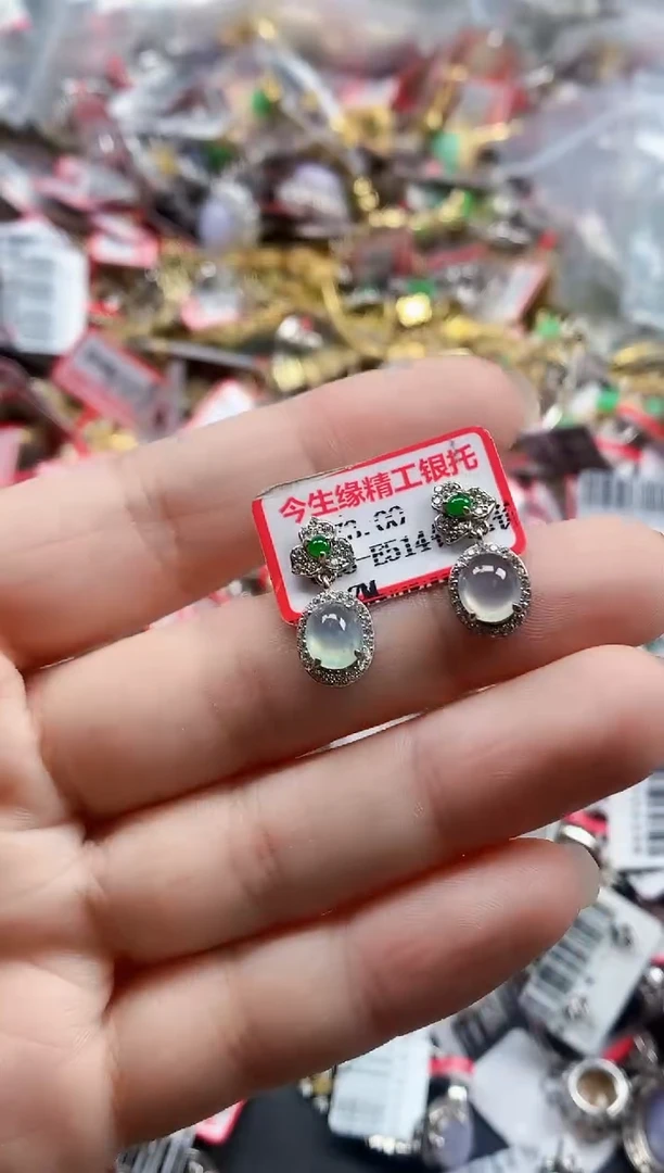 银S925镶嵌戒指翡翠天然A货缅甸翡翠