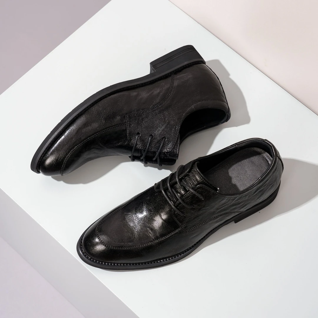 法牧鹰【头层羊皮】透气内增高商务皮鞋男款英伦风上班百搭正装鞋男