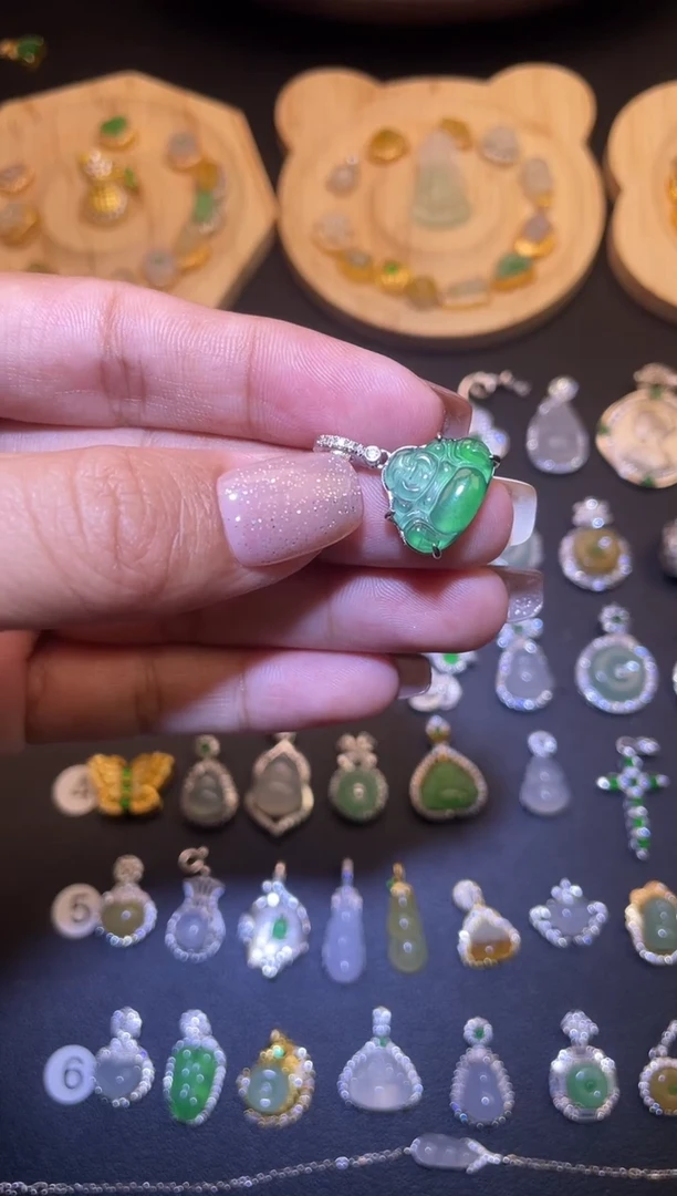 吊坠(不含链)银S925镶嵌翡翠1