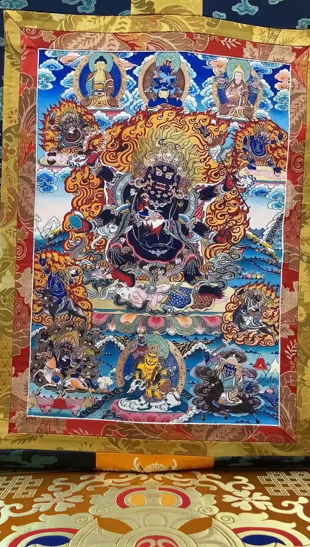 【闪购商品】卷轴画矿物质喷绘  大黑天1.3m蓝色水波纹