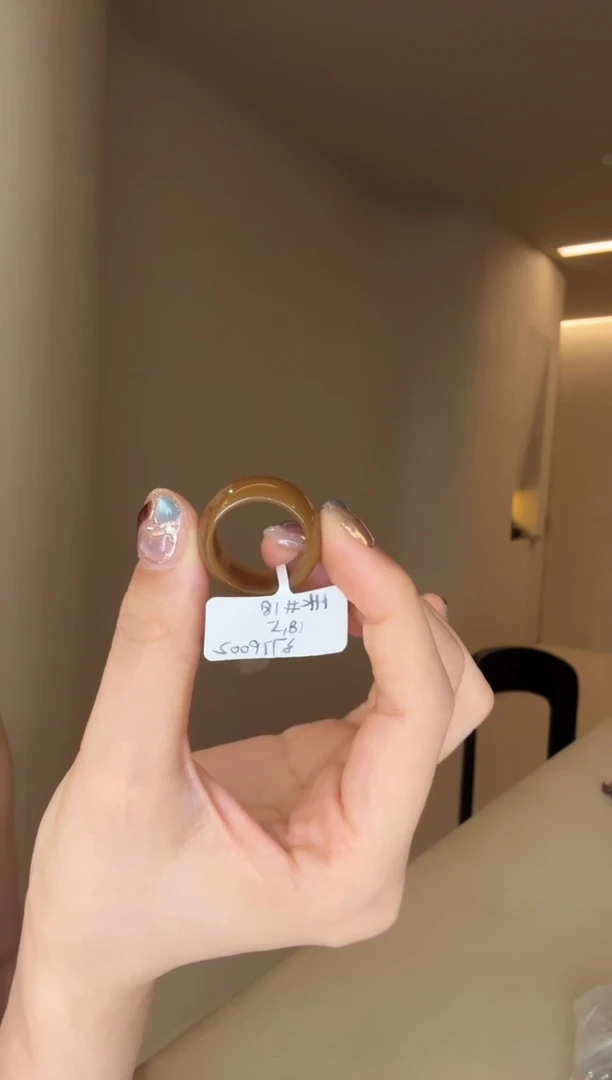 和田玉戒指未镶嵌18码红糖