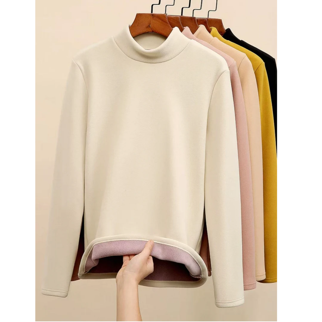 秋冬半高领奥立绒打底衫女内搭高级感加绒加厚保暖衣新款修身