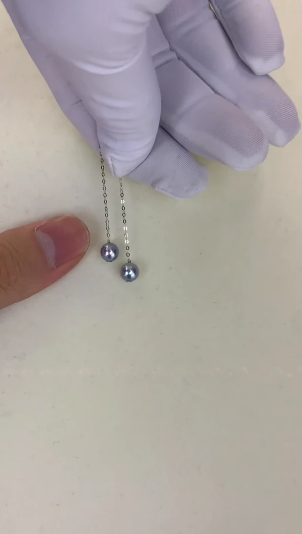 18K金镶嵌DA海水珍珠 GD094 6-7 真多麻耳线