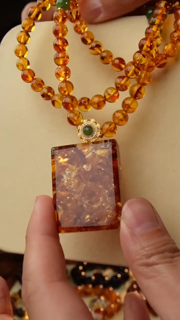 【闪购商品】琥珀裸石未镶嵌花珀平安无事牌