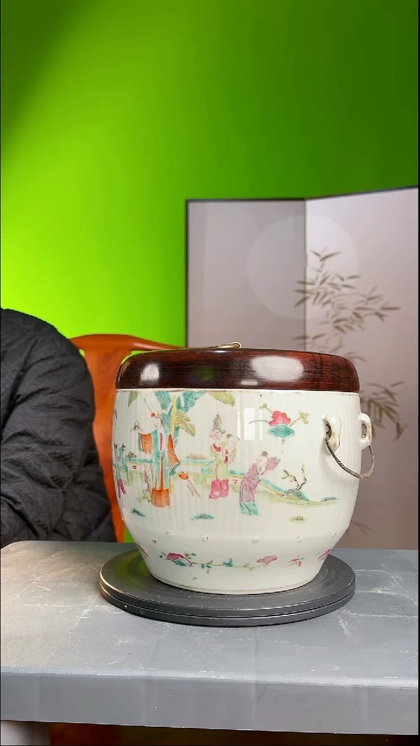 茶器神***子粉彩人物故事缸