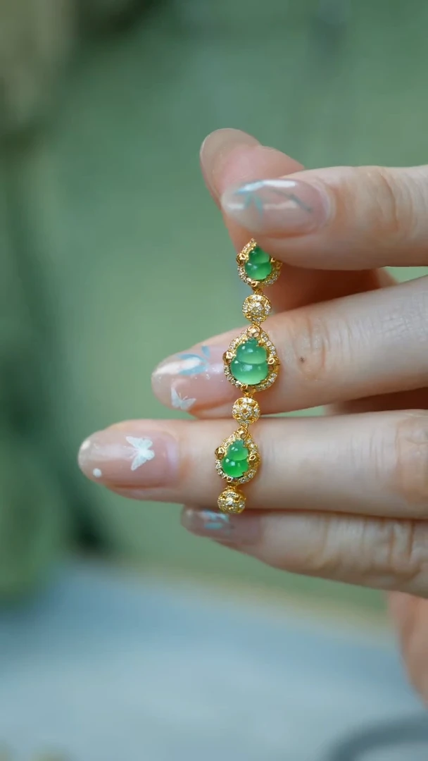 18K金镶嵌手链翡翠38-手链半成品/姿/XY