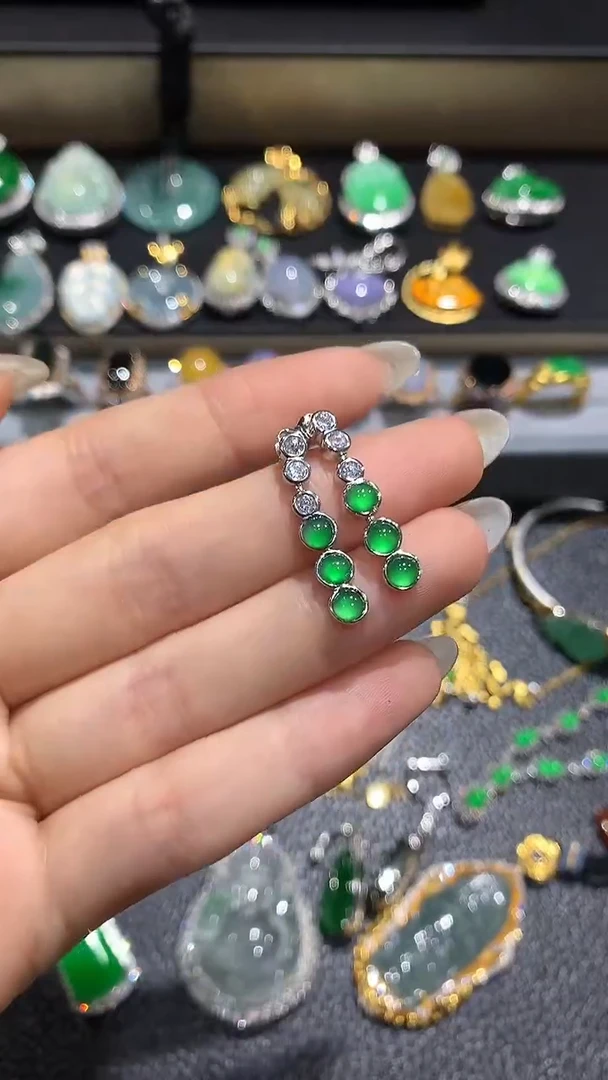 【闪购商品】翡翠耳饰银S925镶嵌6多人多样性随机发货1件