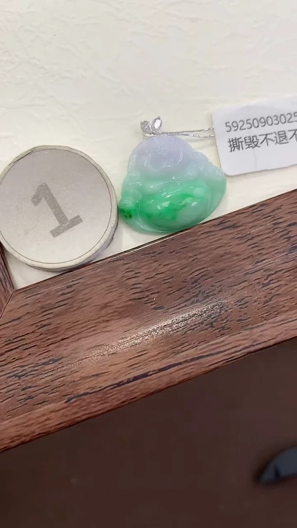 颈饰18K金镶嵌翡翠天然缅甸a货翡翠(多样性发其一