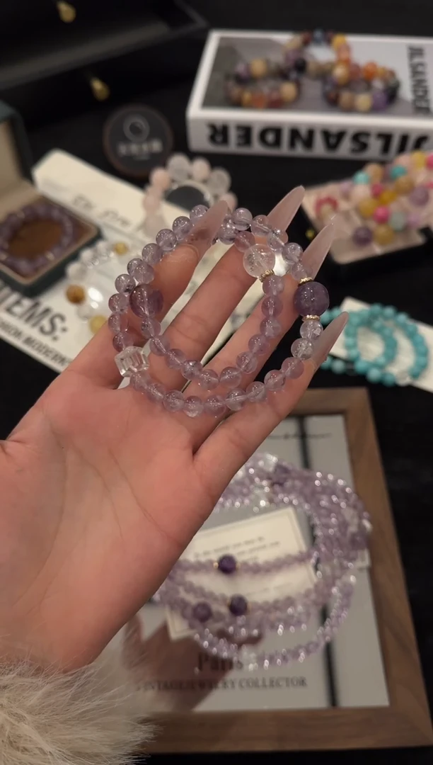 合金手链水晶紫水晶双圈x3614