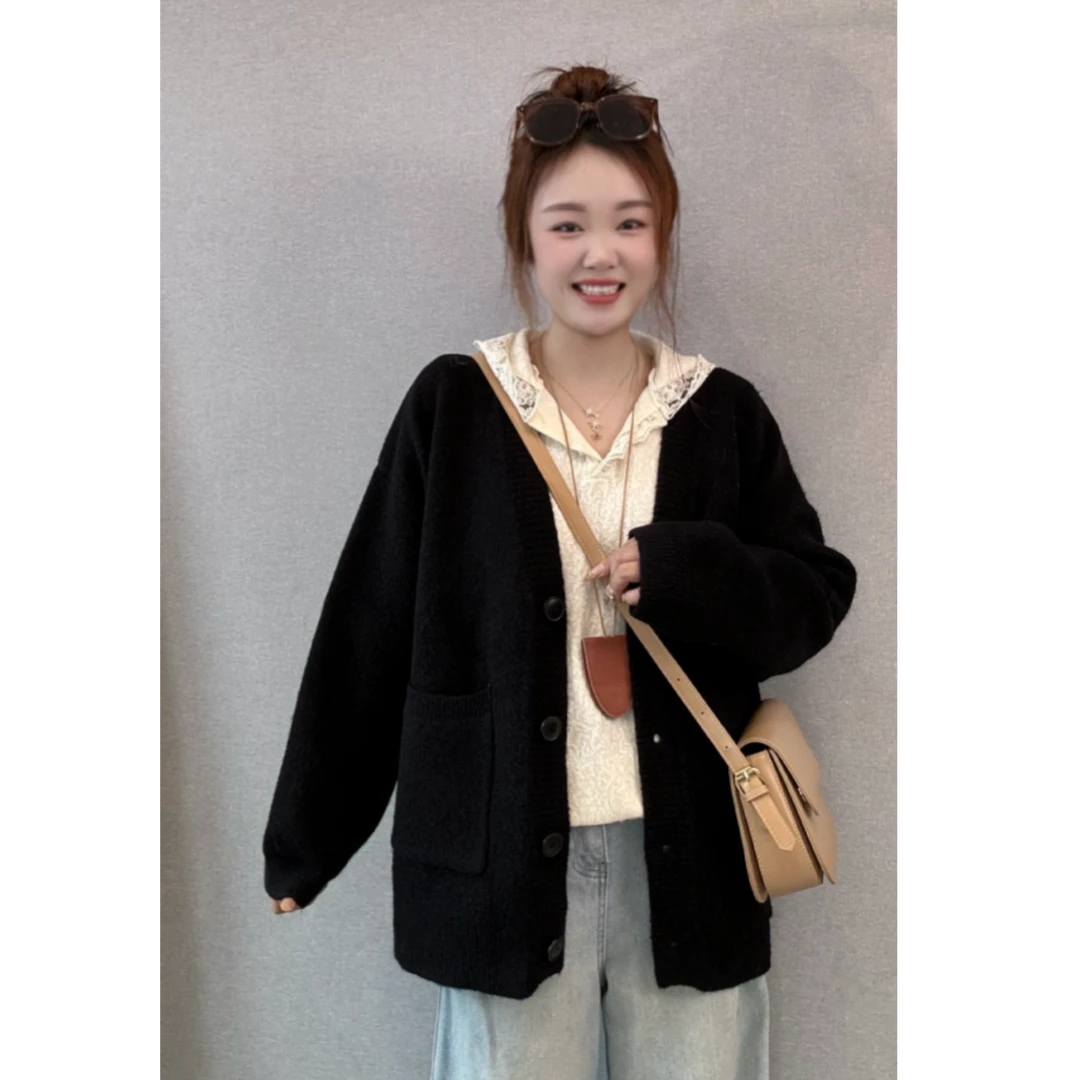 2025秋冬新款毛衣针织衫女开衫外套宽松韩版时尚百搭慵懒风网红