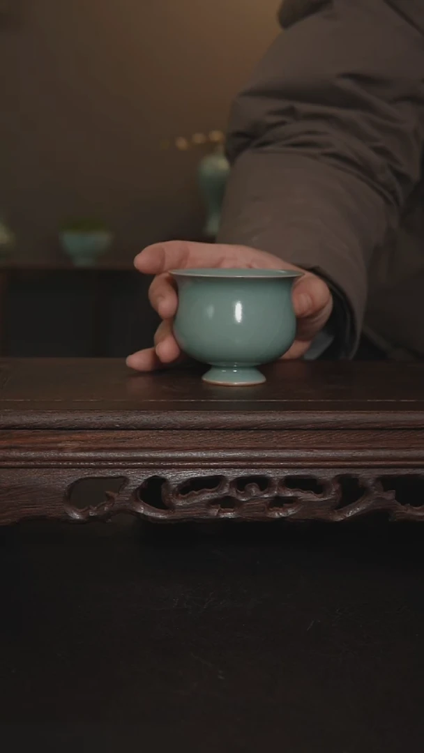 摆件瓷仿古手工高足杯