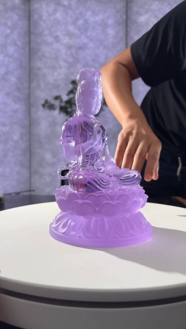 摆件璨石美学紫罗兰观音菩萨琉璃摆件