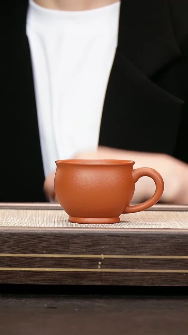 茶壶紫砂原矿小煤窑朱泥 手把杯