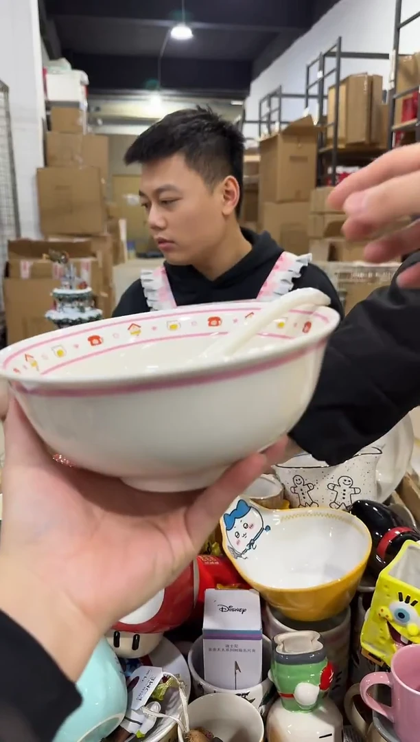 瓷片粉色原盒kt猫碗勺套装