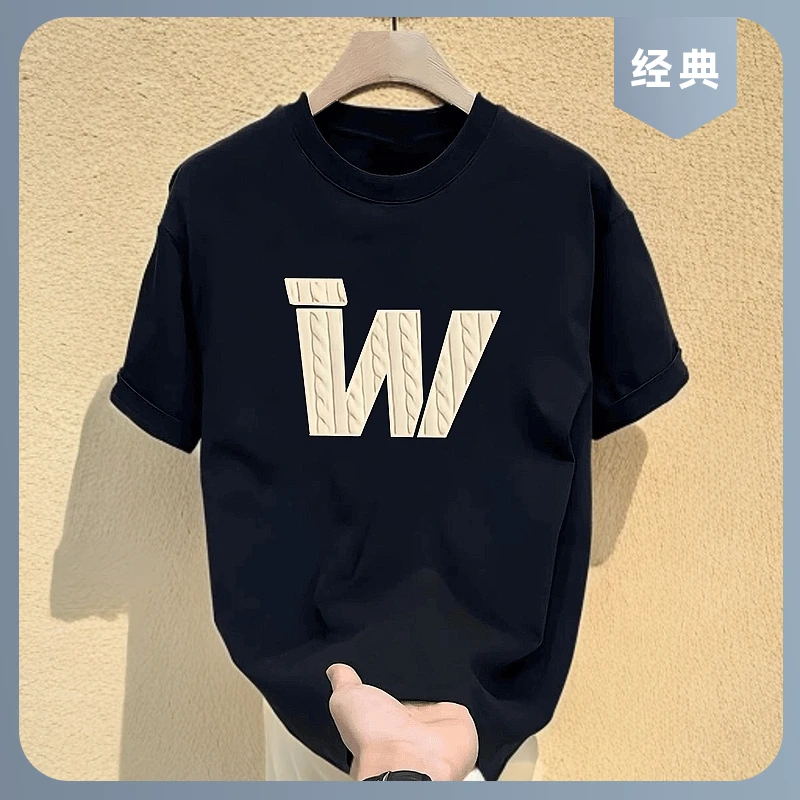夏季新款短袖t恤男士美式潮牌圆领宽松ins潮流休闲半袖男装体恤衫