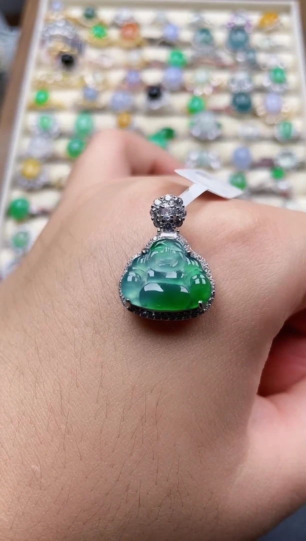 颈饰银S925镶嵌翡翠163