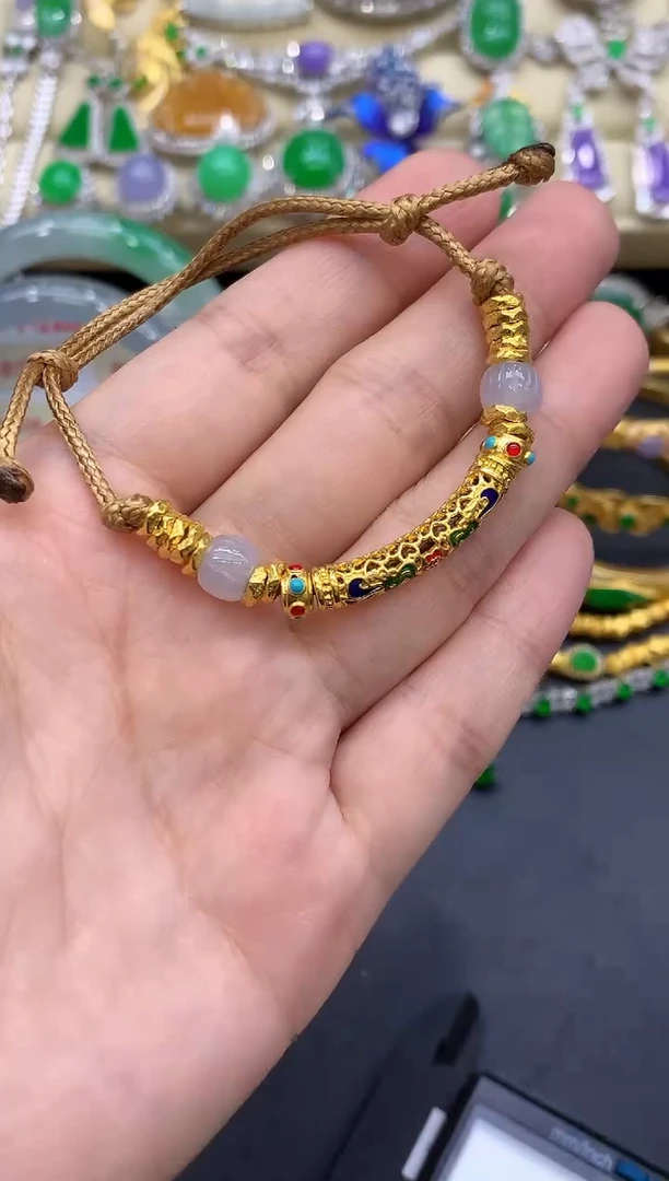 足金镶嵌手链翡翠222-中国好珍宝
