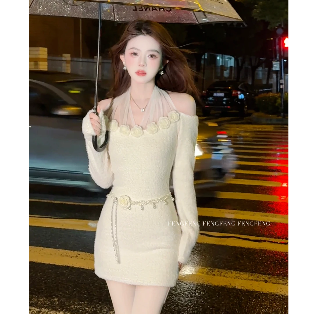 洋洋●【浪漫花园】长袖气质显瘦小香风名媛连衣裙女Q4LYQ3497A