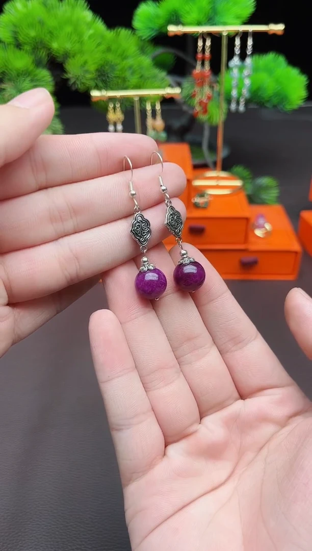 玛瑙/玉髓耳饰银S925镶嵌202