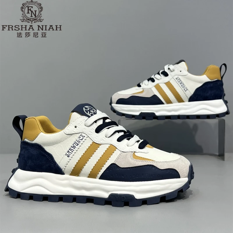 法莎尼亚增高耐磨厚底轻便老爹鞋男士秋季防滑舒适户外休闲运动鞋