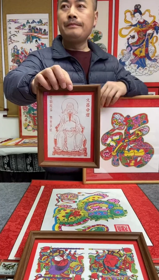 文昌帝君朱拓摆台手工制作精品