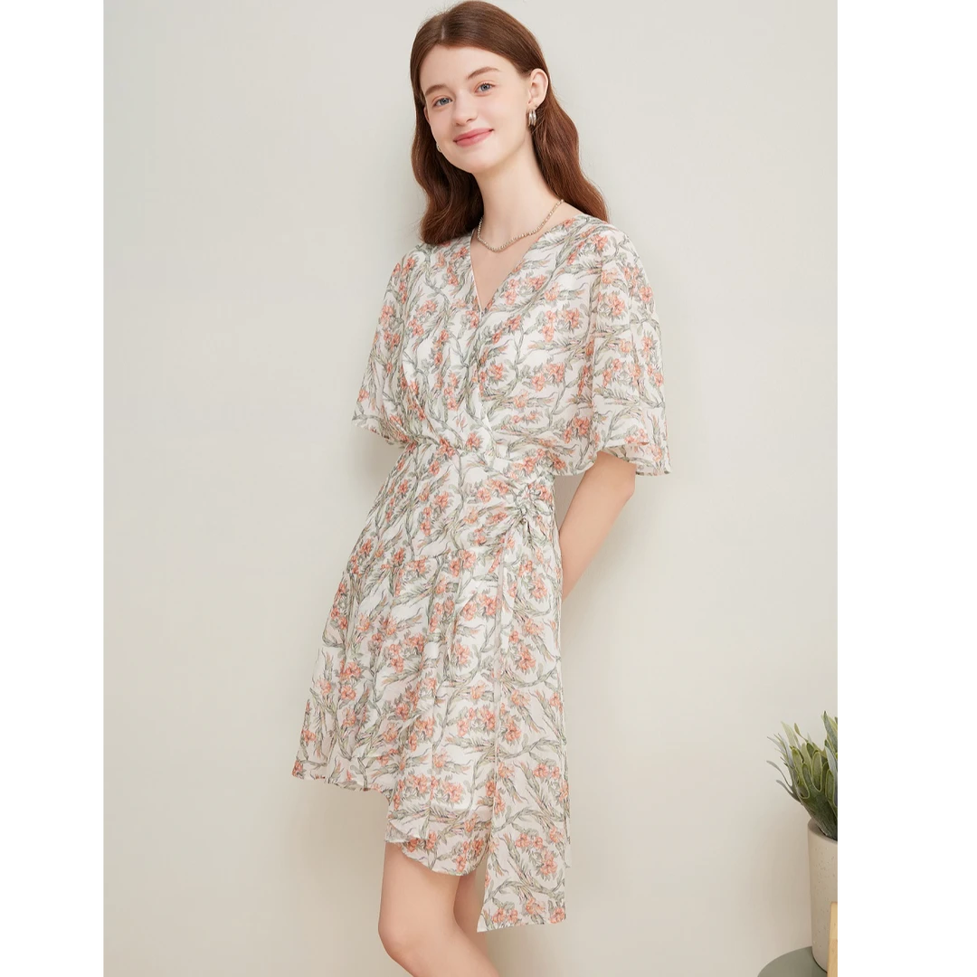 Goodland美地2025年夏季度假风优雅气质艺术印花连衣裙LC35205760