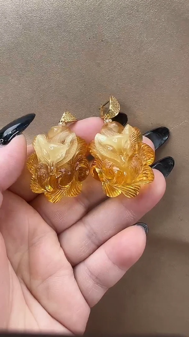 琥珀颈饰未镶嵌1*3耳环