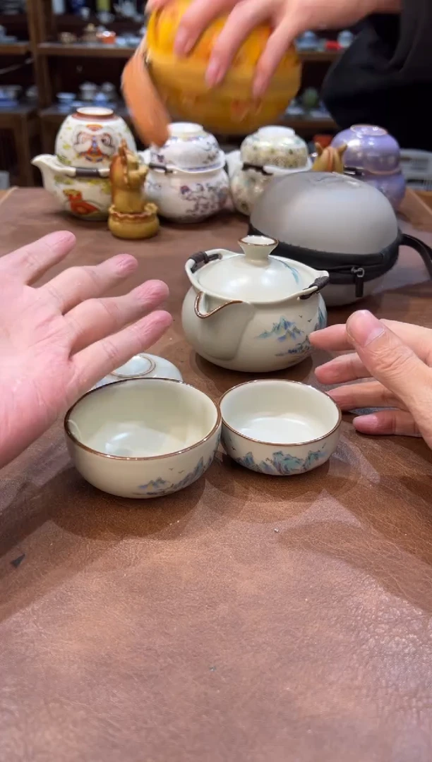 真的很便宜超好看会开片的旅行茶具