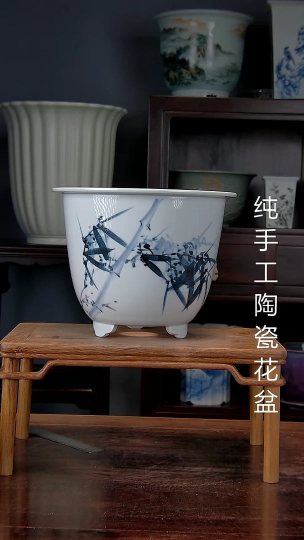 景德镇陶瓷 手工花盆