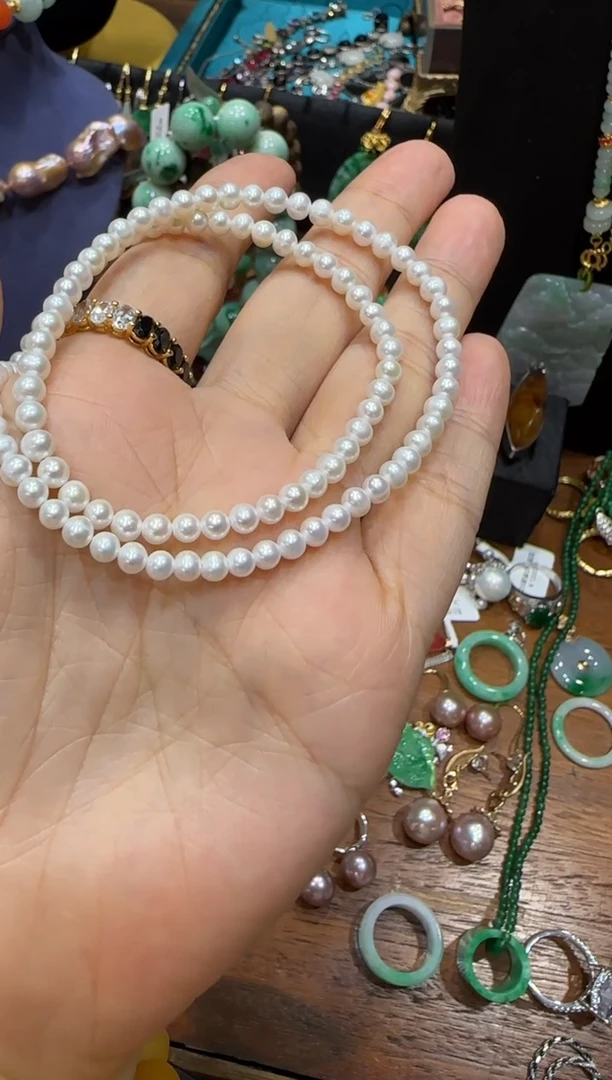 纯铜花岗石非金属无白珠珠项链