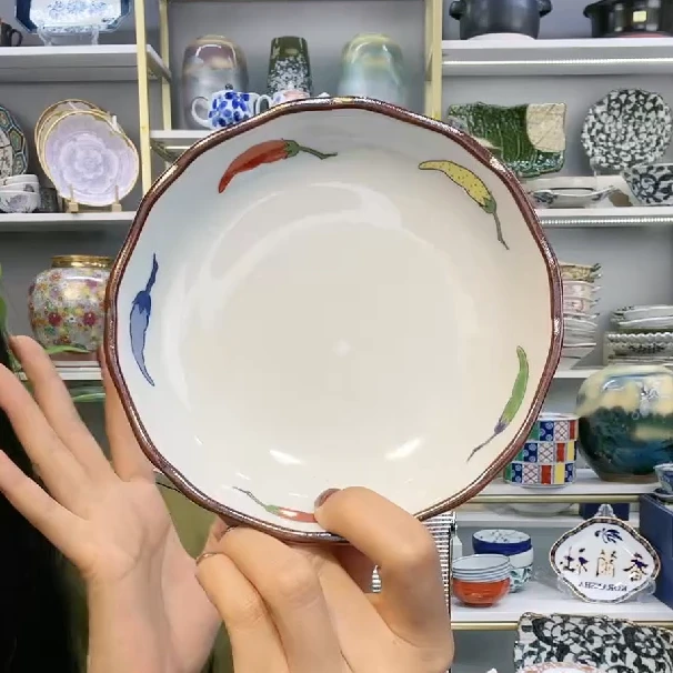 【单支】日本进口有田烧手绘小辣椒小钵14cm