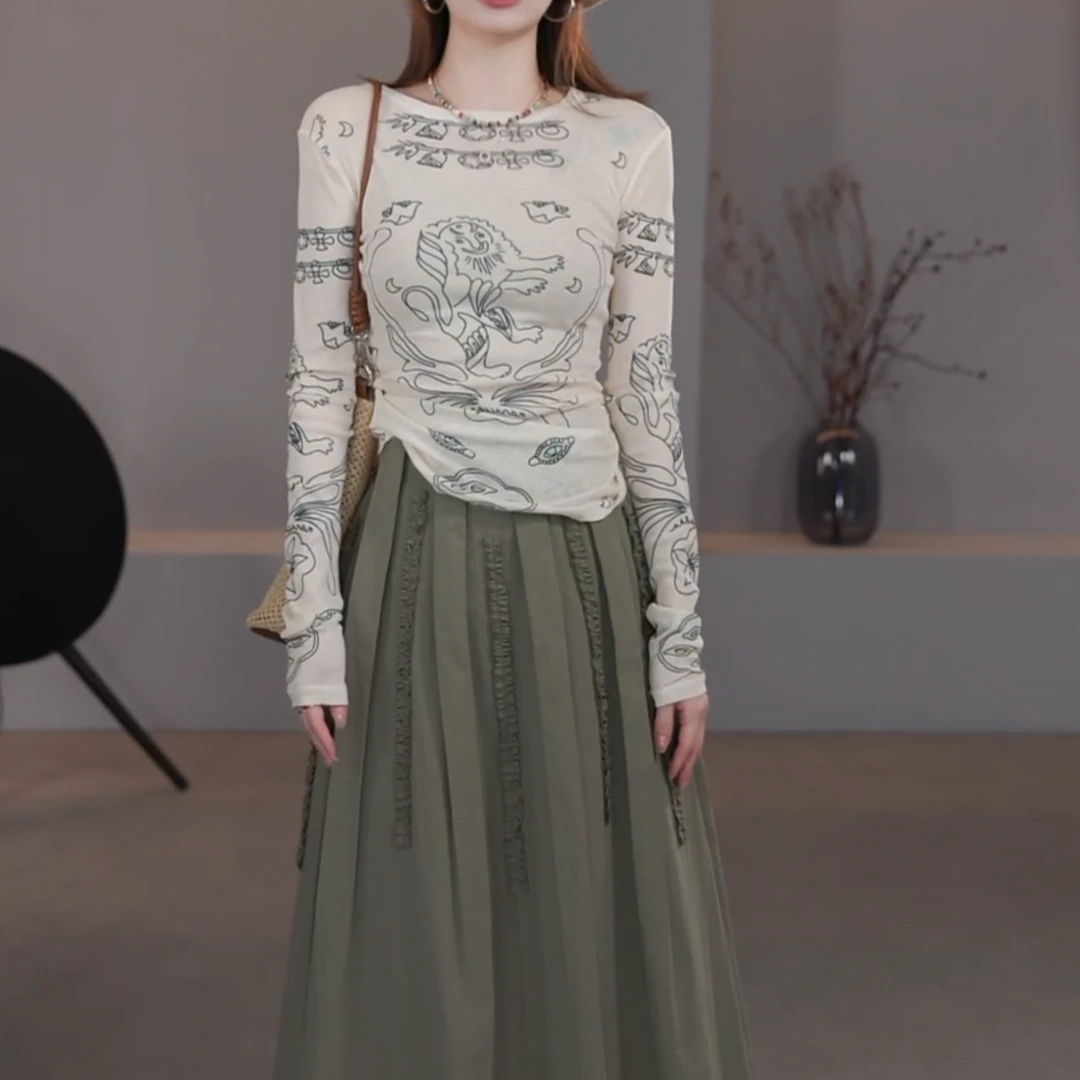 【小狮子】流行款2025新款长袖T卡通印花潮流休闲上衣LK2505295