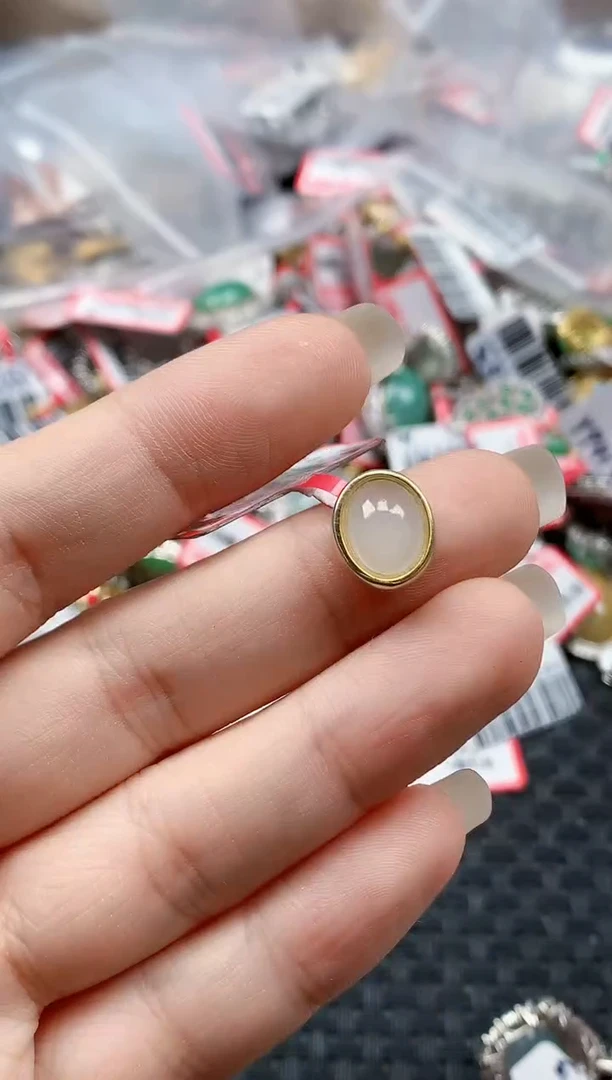 银S925镶嵌戒指翡翠天然A货缅甸翡翠