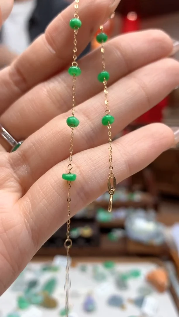 【闪购商品】翡翠手链18K金镶嵌手链